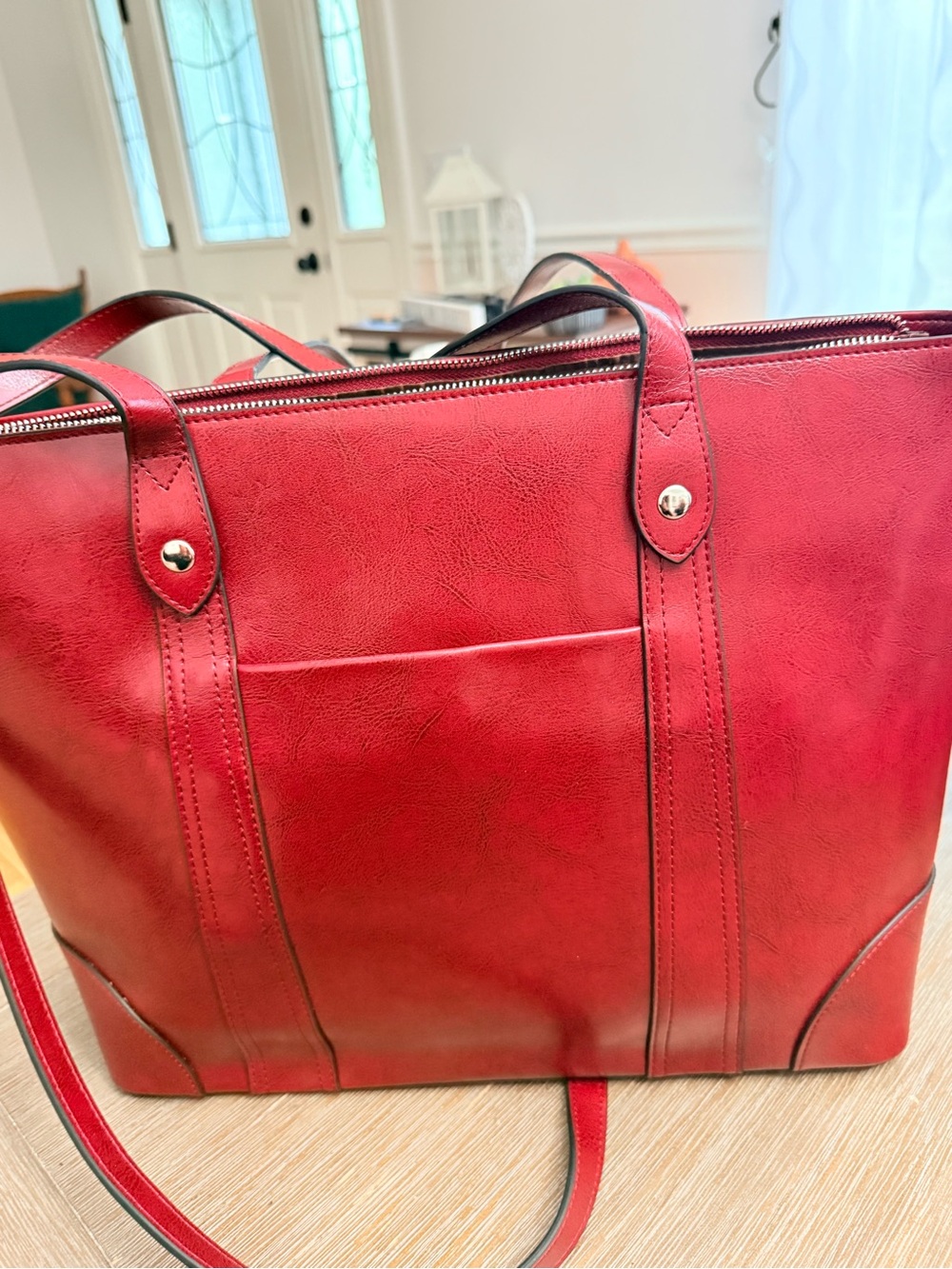 Red leather S-ZONE handbag